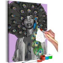 DIY-taulu Artgeist Peacock Woman, 60x40cm, vihreä