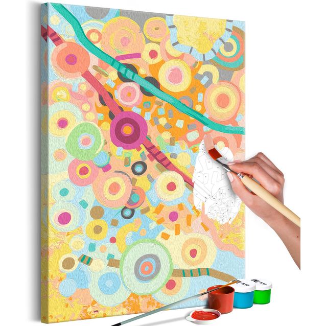 DIY kangas maalaus - Rainbow Circles