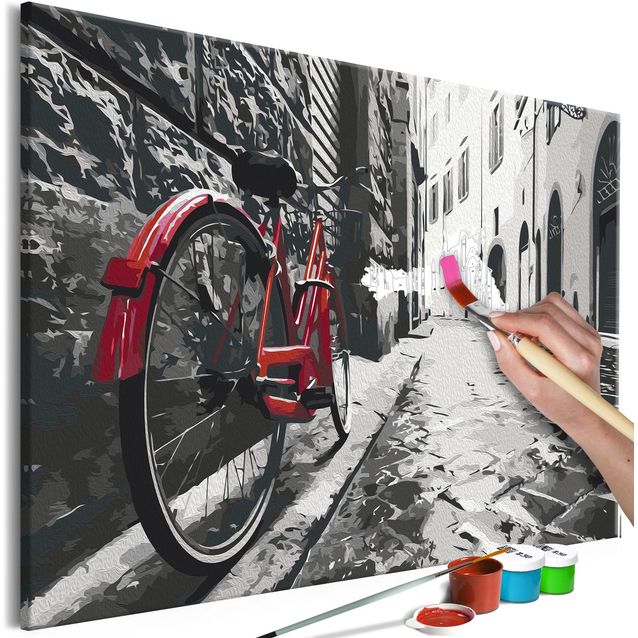 DIY kangas maalaus - Red Bike