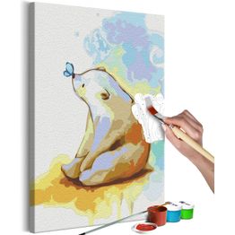 DIY-taulu Artgeist Teddy Bear and Butterfly, 60x40cm, harmaa