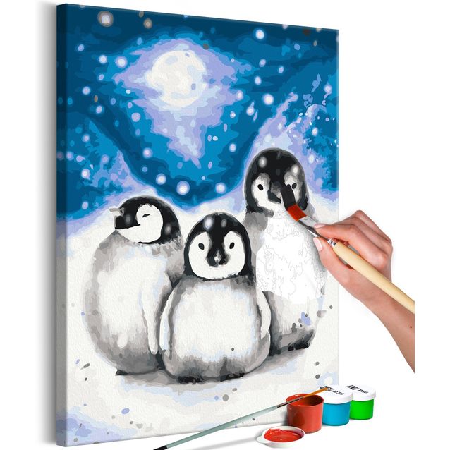 DIY kangas maalaus - Three Penguins