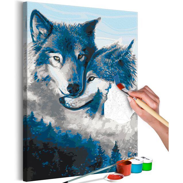 DIY kangas maalaus - Wolves in Love