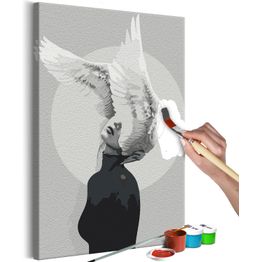 DIY-taulu Artgeist Woman With Wings, 60x40cm, mustavalkoinen