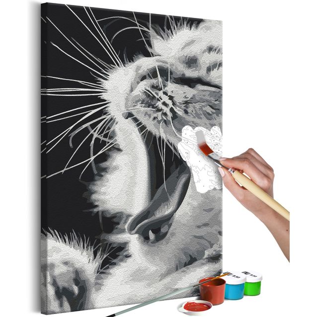 DIY kangas maalaus - Yawning Kitten