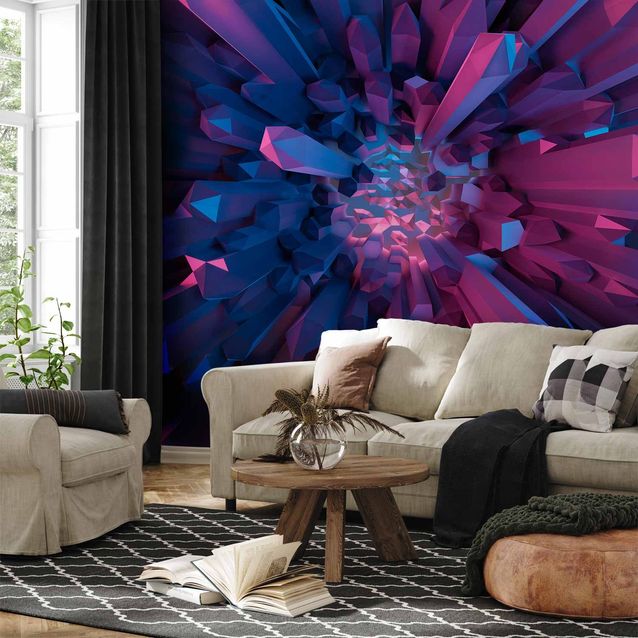 CONFIGURABLE PÄÄTUOTE - Valokuvatapetti - Crystal - geometric fantasy with 3D elements in purple tones 09398