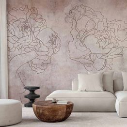Kuvatapetti Artgeist Floristic abstraction - lineart style silhouettes of people with flowers, eri vaihtoehtoja