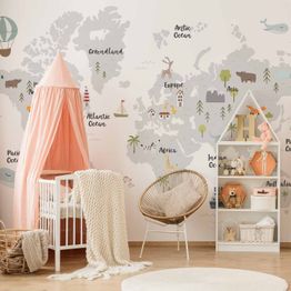 Kuvatapetti Artgeist Minimalist Map for Children's Room, eri vaihtoehtoja