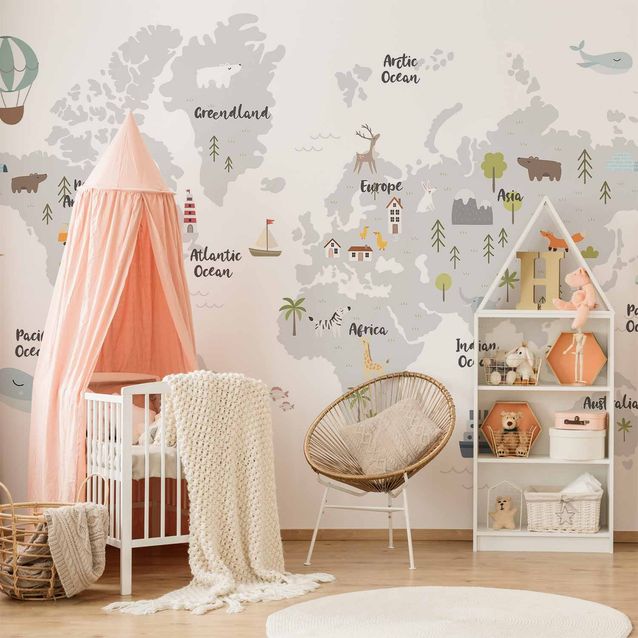 CONFIGURABLE PÄÄTUOTE - Valokuvatapetti - Minimalist Map for Children's Room 49272