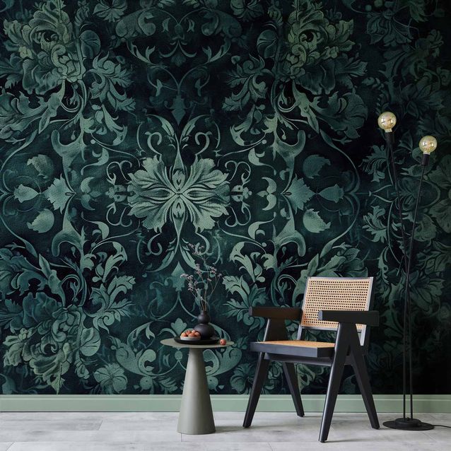 CONFIGURABLE PÄÄTUOTE - Valokuvatapetti - Oriental Pattern Carpet: Emerald Ornaments and Worn Patterns 88992