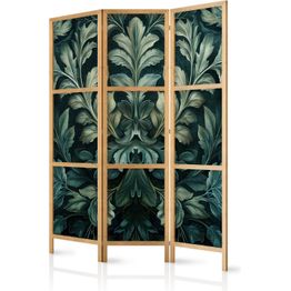 Japanilainen sermi Artgeist Dark Green Victorian Leaves - Botanical Carved Composition, eri vaihtoehtoja