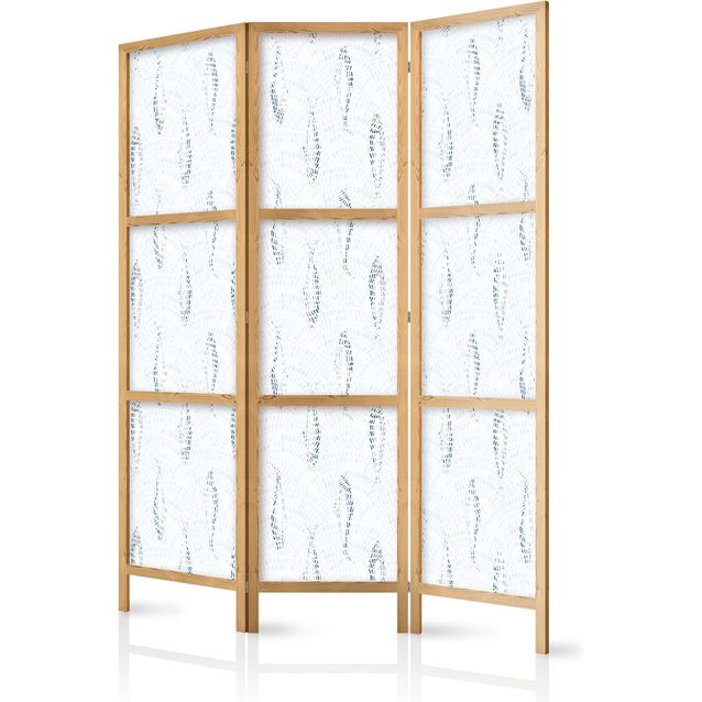 CONFIGURABLE PÄÄTUOTE - Japanilainen sermi - Delicate Blue Fish - Mosaic Fish in Subtle Blue Color Shades with an Arched Pattern in the Background 06156