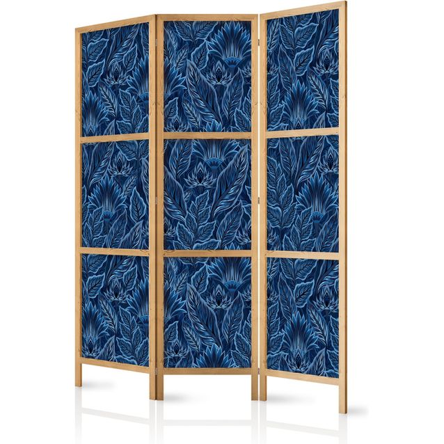 CONFIGURABLE PÄÄTUOTE - Japanilainen sermi - Dense Vegetation - Botanical Patterns in Illustrative Style; Blue 06316