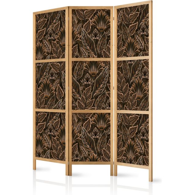 CONFIGURABLE PÄÄTUOTE - Japanilainen sermi - Dense Vegetation - Botanical Patterns in Illustrative Style; Brown 06378