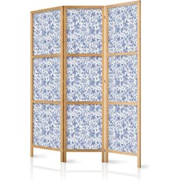 Japanilainen sermi Artgeist Illustration in Vintage Style - Blue Flowers on a White Background, eri vaihtoehtoja