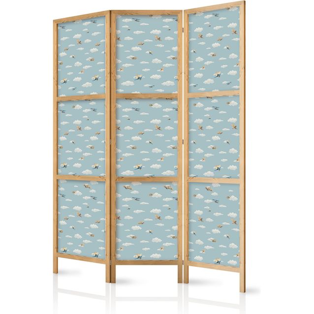 CONFIGURABLE PÄÄTUOTE - Japanilainen sermi - Illustration - Yellow-Blue Airplanes Against a Blue Sky. 32176
