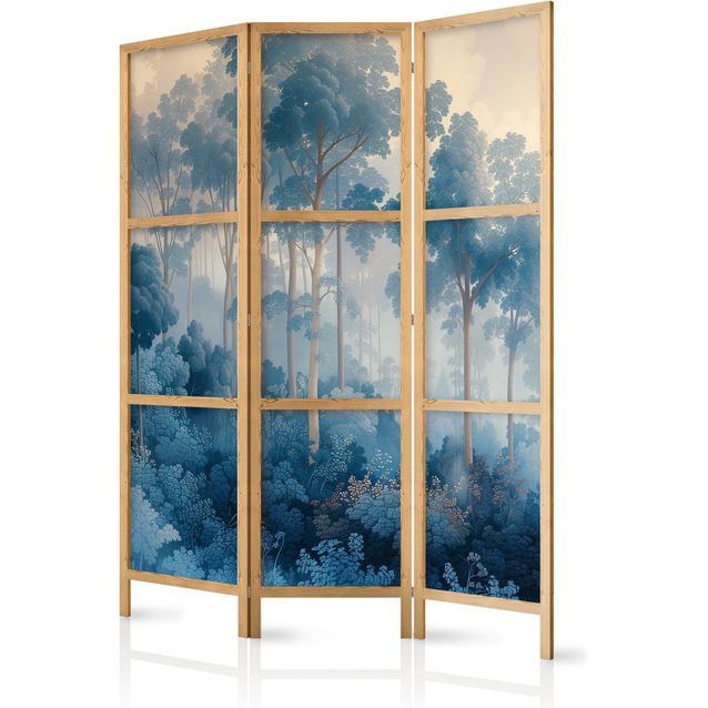 CONFIGURABLE PÄÄTUOTE - Japanilainen sermi - Landscape with Trees in Illustrative Style - Fairy-Tale Blue Forest 05753