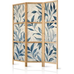 Japanilainen sermi Artgeist Leaves in Blue Colors - Delicate Botanical Motif, eri vaihtoehtoja