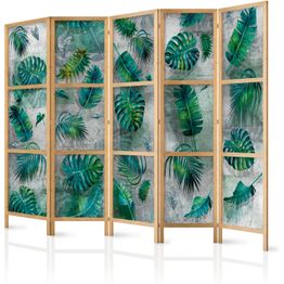 Japanilainen sermi Artgeist Leaves on the Concrete II, 172x225cm, harmaa