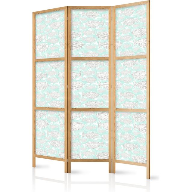 Japanilainen sermi - Minimalist Fish - Fish from Gray Dots on the Crystal Clear Water Surface in Mint Green