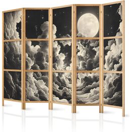 Japanilainen sermi Artgeist Moon and Stars Singing Among the Great Clouds, 172x225cm, valkoinen