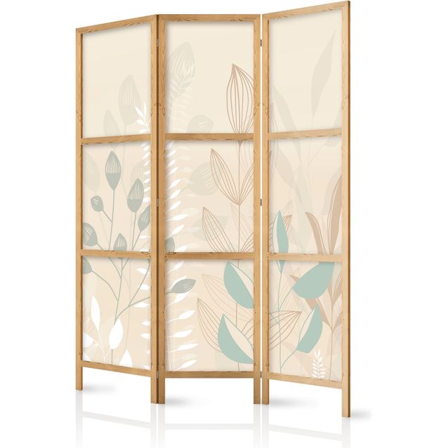CONFIGURABLE PÄÄTUOTE - Japanilainen sermi - Morning in the Meadow - Various pastel plants on a beige background. 34682