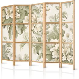Japanilainen sermi Artgeist Retro Vintage Flowers in Delicate Cream and Green Colors, 172x225cm, beige