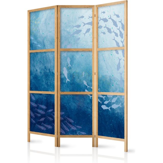 CONFIGURABLE PÄÄTUOTE - Japanilainen sermi - Schools of Fish - Luminous Clusters of Fish in Blue Among Ocean Depths 05678
