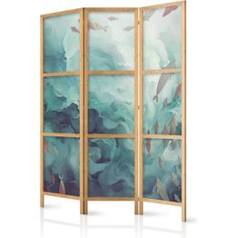 Japanilainen sermi Artgeist Three Schools of Fish - Fish in Muted Colors Swimming in Groups in Oceanic Depths, eri vaihtoehtoja
