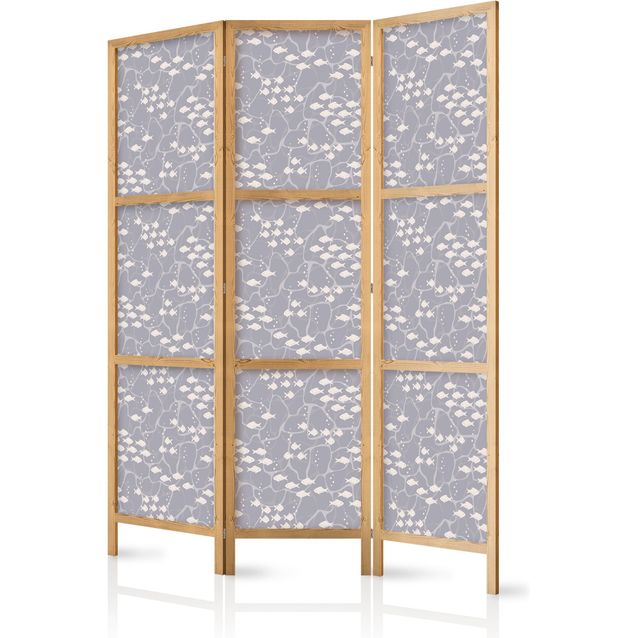 CONFIGURABLE PÄÄTUOTE - Japanilainen sermi - Underwater Shoal of Small Fish - Tiny Light-Beige Fish on the Background of Oceanic Depths in Gray Shades 06477