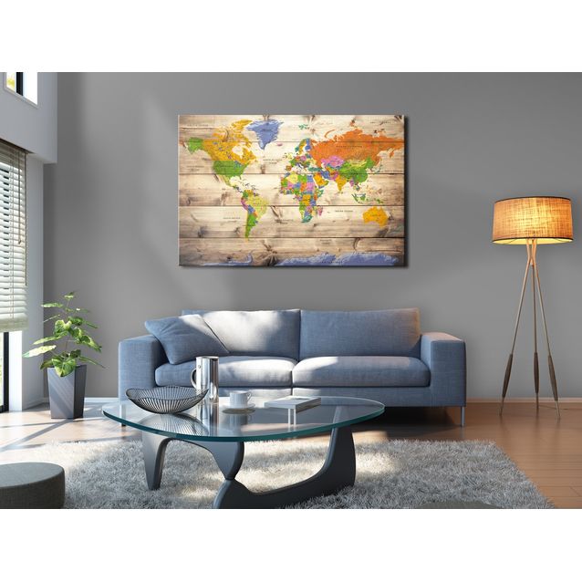 CONFIGURABLE PÄÄTUOTE - Korkkitaulu - Map on wood: Colourful Travels 30665
