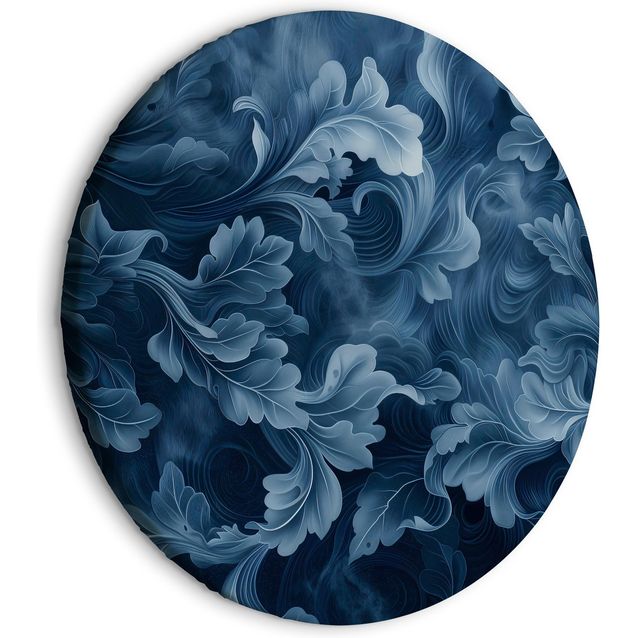 CONFIGURABLE PÄÄTUOTE - Pyöreä taulu - Abstract Ornaments Dark Blue Victorian Leaves 82891