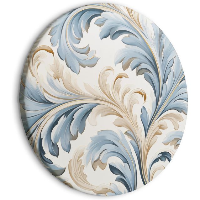 CONFIGURABLE PÄÄTUOTE - Pyöreä taulu - Baroque Ornaments in Light Cream-Blue Hues 85779