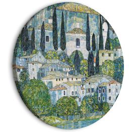 Pyöreä taulu Artgeist Church in Cassone, Gustav Klimt - German Architecture by the River, eri vaihtoehtoja