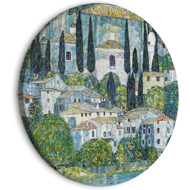 CONFIGURABLE PÄÄTUOTE - Pyöreä taulu - Church in Cassone, Gustav Klimt - German Architecture by the River 28050