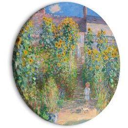 Pyöreä taulu Artgeist Claude Monet’s Garden at Vétheuil - Farmhouse With Sunflowers, eri vaihtoehtoja