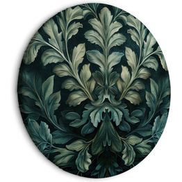 Pyöreä taulu Artgeist Dark Green Victorian Leaves: Botanical Carved Composition, eri vaihtoehtoja