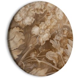 Pyöreä taulu Artgeist Floral Ornaments Carved in Delicate Sepia and Brown Shades, eri vaihtoehtoja