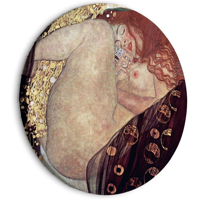 CONFIGURABLE PÄÄTUOTE - Pyöreä taulu - Gustav Klimt - Danae - Painted Nude Showing a Lying Woman 28104