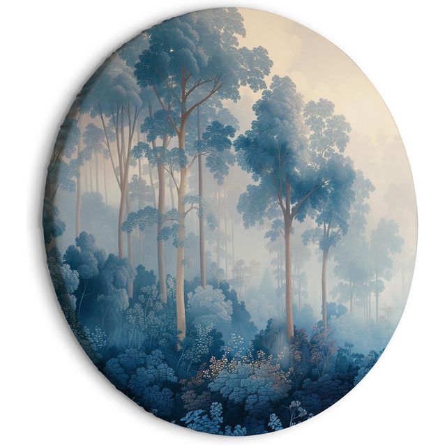 CONFIGURABLE PÄÄTUOTE - Pyöreä taulu - Landscape with Trees in Illustrative Style Fairy-Tale Blue Forest 82839