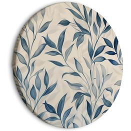 Pyöreä taulu Artgeist Leaves in Blue Colors Delicate Botanical Motif, eri vaihtoehtoja