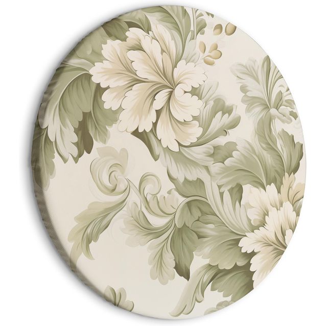CONFIGURABLE PÄÄTUOTE - Pyöreä taulu - Retro Vintage Flowers in Delicate Cream and Green Colors 90209