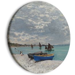 Pyöreä taulu Artgeist Sainte-Adresse Beach, Claude Monet - Boats on the Seashore, eri vaihtoehtoja