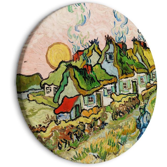 CONFIGURABLE PÄÄTUOTE - Pyöreä taulu - Thatched Cottages in the Sunshine Reminiscence of the North (Vincent van Gogh) 00131