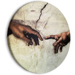 Pyöreä taulu Artgeist The Creation of Adam - hands from a fresco by Michelangelo, eri vaihtoehtoja