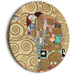 Pyöreä taulu Artgeist The Fulfillment of Gustav Klimt - An Abstract Portrait of a Couple in an Embrace, eri vaihtoehtoja