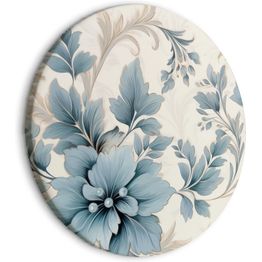 Pyöreä taulu Artgeist Turquoise Flowers in Retro Ambience Floristic Ornaments, eri vaihtoehtoja