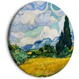 Pyöreä taulu Artgeist Vincent Van Gogh - A Landscape With a Yellow Field of Chrysanthemum and a Cypress Tree, eri vaihtoehtoja