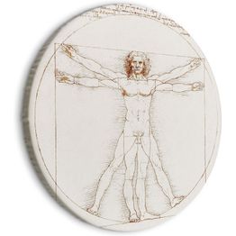 Pyöreä taulu Artgeist Vitruvian Man by Leonardo Da Vinci - A Drawing of the Proportions of a Man’s Body, eri vaihtoehtoja