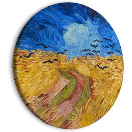 Pyöreä taulu Artgeist Wheat Field With Crows, Vincent Van Gogh - Summer Countryside Landscape, eri vaihtoehtoja