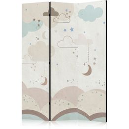 Sermi Artgeist Cloudy Night Sky - Moons in Browns and Beiges Amid Numerous Clouds and Stars on a Light Background, eri vaihtoehtoja